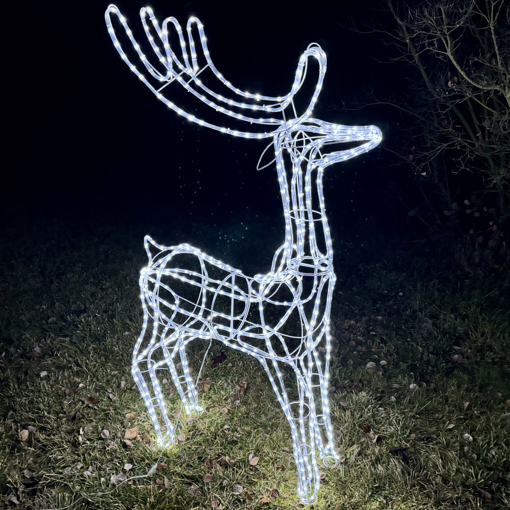 Obrázek z Světelný vánoční LED sob velký 180 cm ledově bílá s flash efektem 